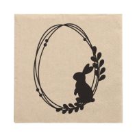 Servett, 3-lags 1/4-vikt 33 cm x 33 cm natur "Rabbit Wreath" av återvunnet papper
