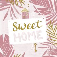 Servett, 3-lags 1/4-vikt 33 cm x 33 cm rosa "Sweet Home"