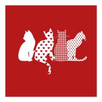 Servett, 3-lags 1/4-vikt 33 cm x 33 cm röd "Cats"
