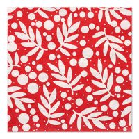 Servett, 3-lags 1/4-vikt 33 cm x 33 cm röd "Holly"