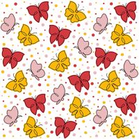 Servett, 3-lags 1/4-vikt 33 cm x 33 cm röd "Papillons"