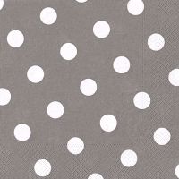 Servett, 3-lags 1/4-vikt 40 cm x 40 cm grå "Dots"