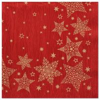 Servett, 3-lags 1/4-vikt 40 cm x 40 cm vinröd "Christmas Shine"