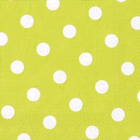 Servett, 3-lags 1/4-vikt 40 cm x 40 cm limegrön "Dots"