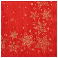 Servett, 3-lags 1/4-vikt 40 cm x 40 cm röd "Christmas Shine"