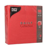 Servetter "DAILY Collection" 1/4-vikt 32 cm x 32 cm röd