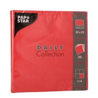 Servetter "DAILY Collection" 1/4-vikt 32 cm x 32 cm röd