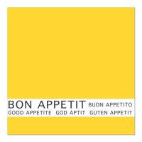 Servett, 3-lags 1/4-vikt 33 cm x 33 cm gul "Bon Appetit"