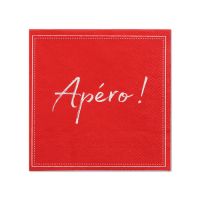 Servett, 3-lags 1/4-vikt 25 cm x 25 cm röd "Apero"