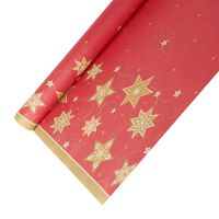 Duk, papper 6 m x 1,2 m röd "Just Stars" lackat