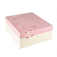 Cake lådor, med lock, papper kantig 30 cm x 30 cm x 13 cm weiss/rosa "Lovely Flowers"