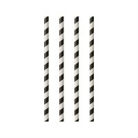 Sugrör av papper Ø 6 mm · 20 cm svart/vit "Stripes"