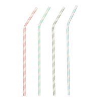 Sugrör av papper Ø 6 mm · 22 cm sorterade färger "Stripes" böjbart