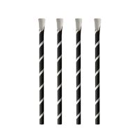 Sugrör med sked, papper "pure" Ø 8 mm · 20 cm svart/vit "Stripes"