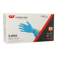 "WORK-INN" Handskar, latex puderfri blå "Blue Grip" Storlek S