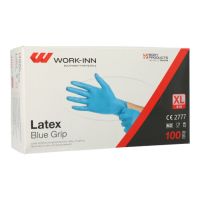 "WORK-INN" Handskar, latex puderfri blå "Blue Grip" Storlek XL