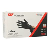 "WORK-INN/PS" Handskar, latex puderfri "Black Grip" svart Storlek L