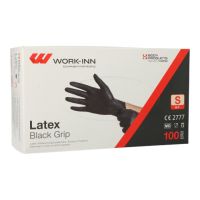 "WORK-INN/PS" Handskar, latex puderfri "Black Grip" svart Storlek S