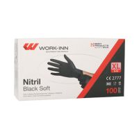 "WORK-INN/PS" Handskar, Nitril opudrade "Black Soft" svart Storlek XL