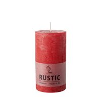 Cylinderljus Ø 68 mm · 130 mm röd "Rustic" genomfärgade