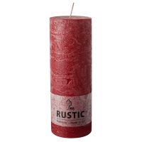 Cylinderljus Ø 68 mm · 190 mm vinröd "Rustic" genomfärgade