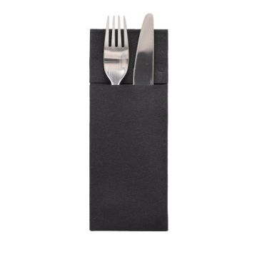 Bestickpåse 1/8-vikt 40 cm x 33 cm svart Airlaid-servett