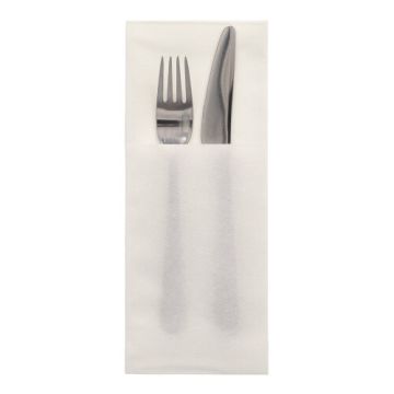 Bestickpåse 1/8-vikt 40 cm x 48 cm vit Airlaid-servett