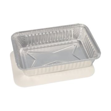 Alu formar med lock, papp, PE-belagt kantig 0,8 l 4 cm x 15 cm x 21,4 cm