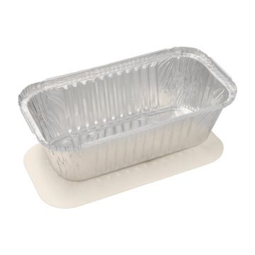Alu ungsformar med lock till aluformar, PP-belagd kantig 1,5 l 7 cm x 13 cm x 24,2 cm