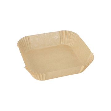 Bakpapperssnitt för varmluftsfritös, 16 x 16 cm x 4,5 cm bruna