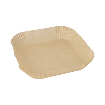Bakpapperssnitt för varmluftsfritös, 20 x 20 cm x 4,5 cm bruna