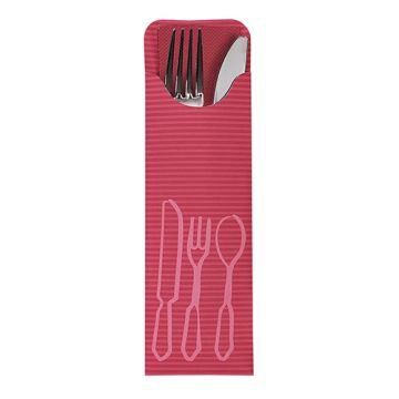 Bestickpåse 23,5 cm x 7,3 cm vinröd inklusive färgad servett Bistro