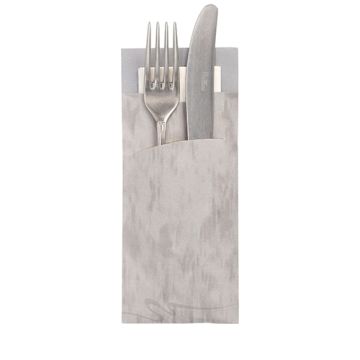 Bestickficka 20 cm x 8,5 cm grå inkl. weißer Serviette