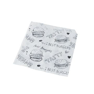 Hamburgerpåse 13 cm x 13 cm vit