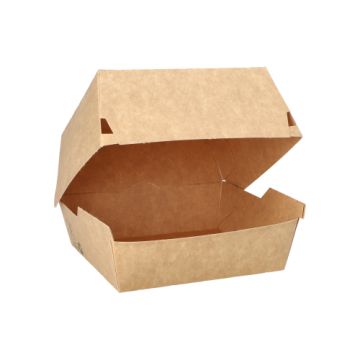 Hamburgerbox tillverkad av färskfiberkartong "Pure" 7 cm x 11,5 cm x 11 cm brun 