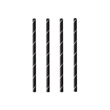 Cocktail sugrör, papper "pure" Ø 7 mm · 15 cm svart/vit "Stripes"