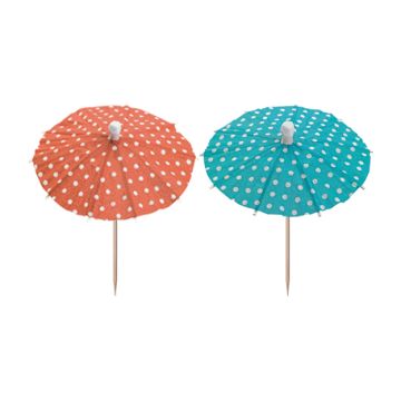 Partypinnar 10 cm sorterade färger "Glassparaply Dots"