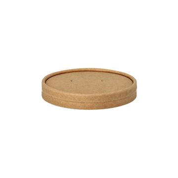 Lock för soppskål, papp rund Ø 9,8 cm · 1,6 cm brun