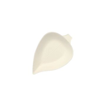 Fingerfood - Teller, sockerrör "pure" 1,2 cm x 6 cm x 8 cm vit "Leaf"