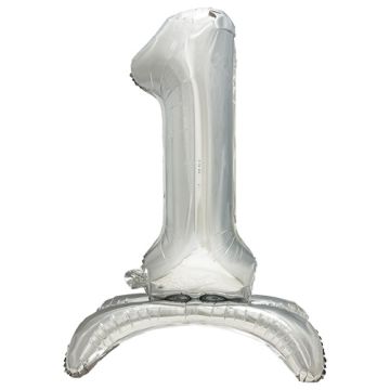 Folieballong 73 cm silver "1" stehend