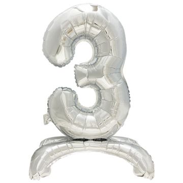 Folieballong 73 cm silver "3" stehend