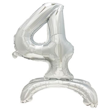 Folieballong 73 cm silver "4" stehend