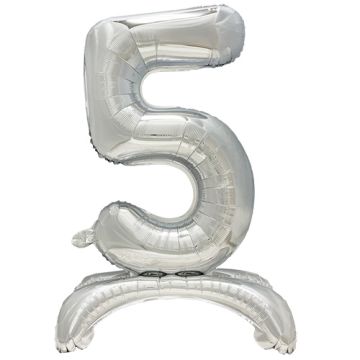 Folieballong 73 cm silver "5" stehend