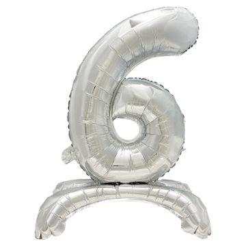 Folieballong 73 cm silver "6" stehend