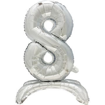 Folieballong 73 cm silver "8" stehend