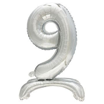 Folieballong 73 cm silver "9" stehend