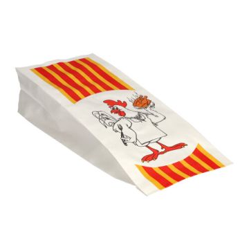 Grillad kyckling påse, HDPE-belagd 24 cm x 10,5 cm x 5,5 cm "Grillhähnchen" 1/2