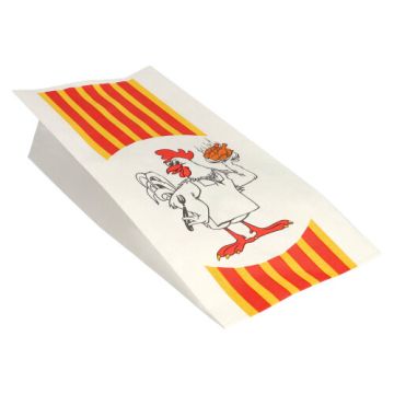 Grillad kyckling påse, HDPE-belagd 28 cm x 13 cm x 8 cm "Grillhähnchen" 1/1