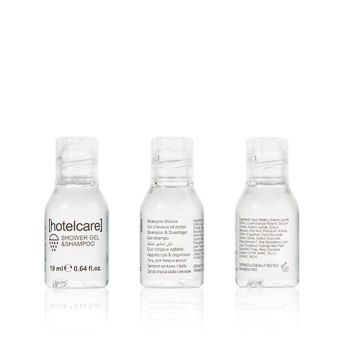 Hudhårschampo "Hotel Care" 19 ml miniflaskor, transparent, hotellförpackning