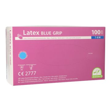 "Medi-Inn® PS" Handskar, latex puderfri blå "Blue Grip" Storlek M